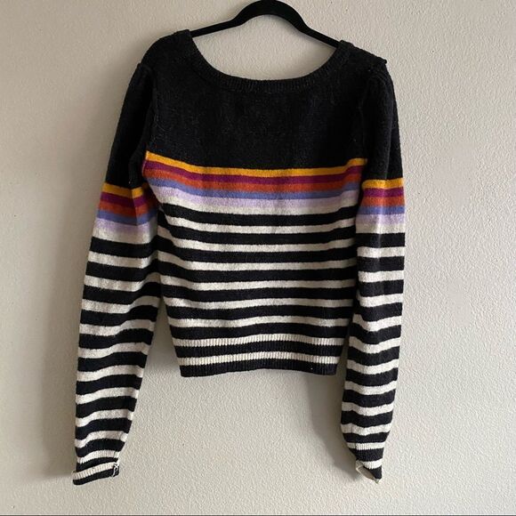 Free People Complete Me 80s style Striped Rainbow Sweater - Picture 9 of 11